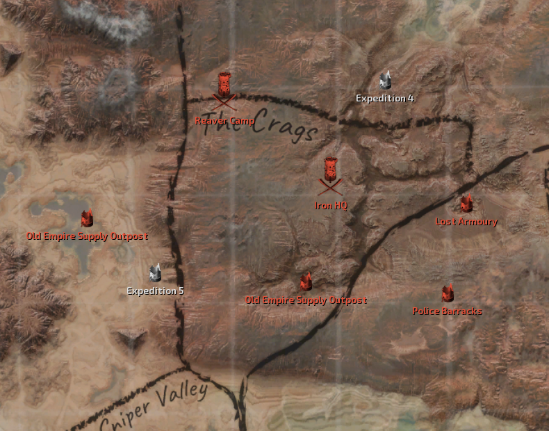 The Crags Map Locations